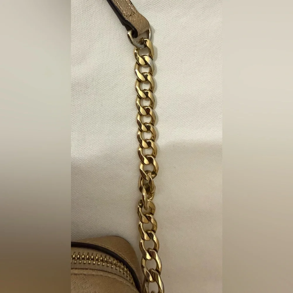 Michael Kors Jet Set Travel Metallic Gold Leather Crossbody Bag